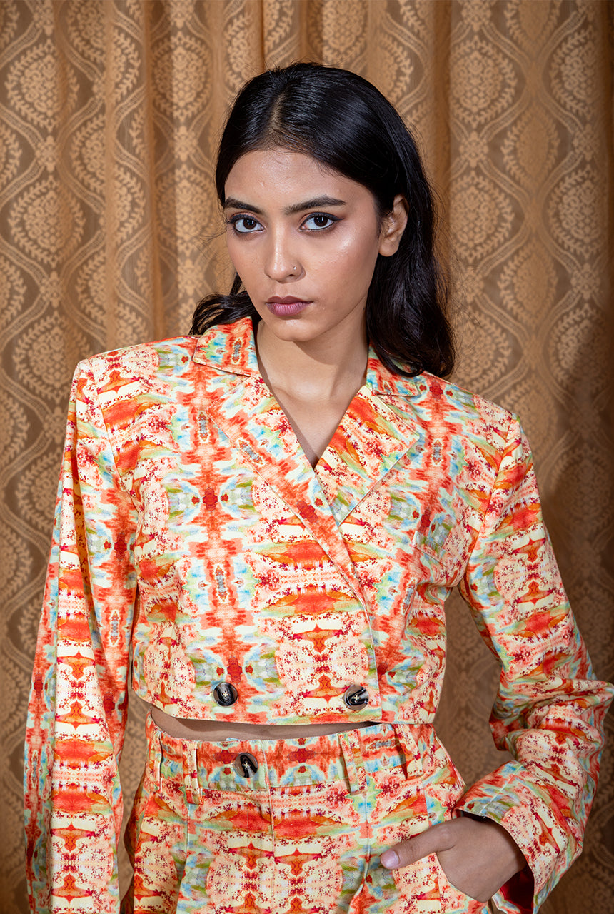 Florid Cropped Blazer