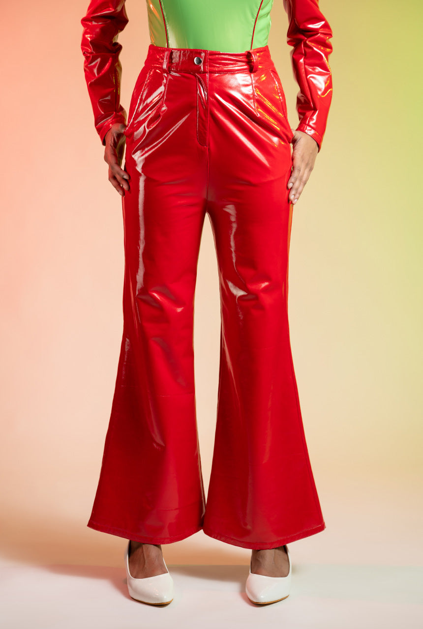Miss Selfridge Vinyl Pants in Red  Lyst